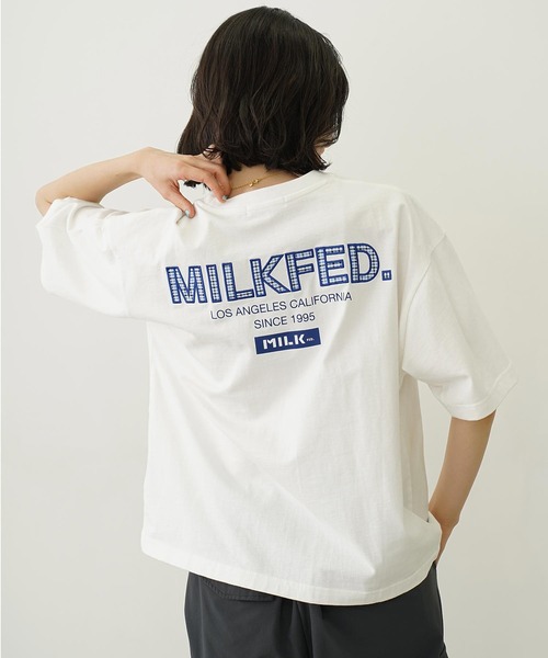 tシャツ Tシャツ ミルクフェド MILKFED PLAID LOGO WIDE SS TEE レディース ブランド 黒 夏 ブラック ピンク 楽天市場】MILKFED. PLAID LOGO WIDE S/S TEE MILKFED. ミルク