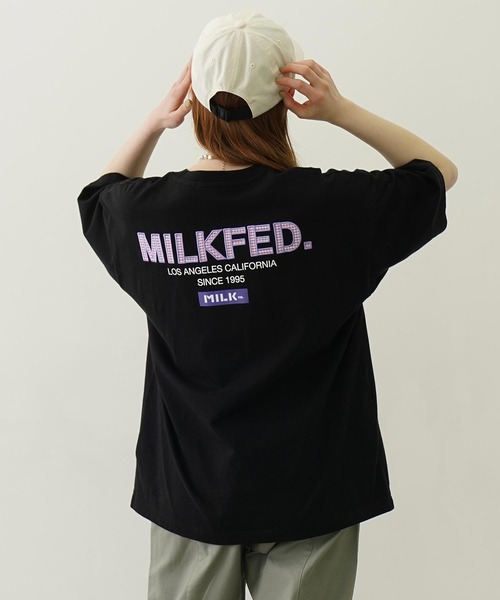 tシャツ MILKFED. PLAID LOGO WIDE S/S TEE レディース MILKFED. PLAID LOGO WIDE S/S TEE（Tシャツ/カットソー
