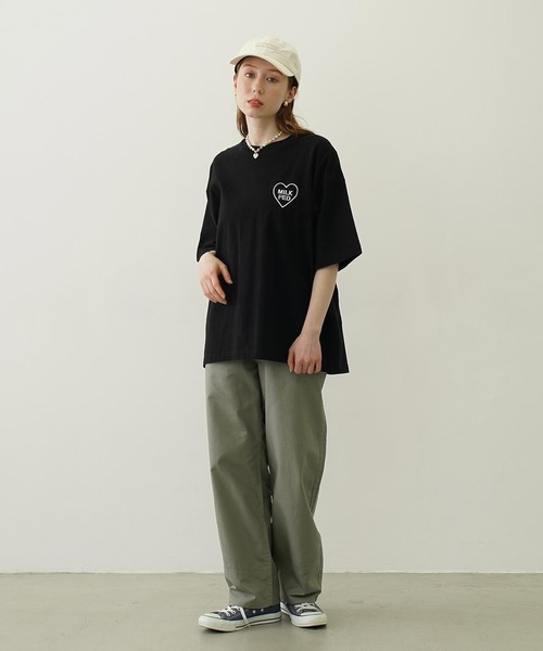 MILKFED. PLAID LOGO WIDE S/S TEE（Tシャツ/カットソー
