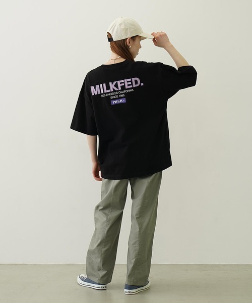 MILKFED.(ミルクフェド)の「MILKFED. PLAID LOGO WIDE S/S TEE(Tシャツ/カットソー・レディース・ホワイト/ライトピンク/ブラック・L/M)」の8枚目の写真
