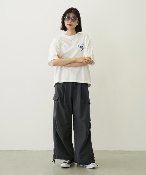 MILKFED.(ミルクフェド)の「MILKFED. PLAID LOGO WIDE S/S TEE(Tシャツ/カットソー・レディース・ホワイト/ライトピンク/ブラック・L/M)」の16枚目の写真