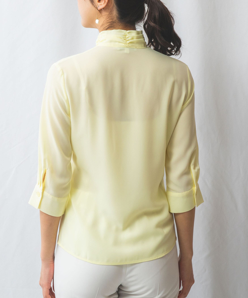 NARACAMICIE(ナラカミーチェ)の「【NARACAMICIE】ジョーゼットフリルタイ七分袖ブラウス(シャツ/ブラウス・レディース・ホワイト/グリーン/ピンク/イエロー・S/XL/M/L/XXL)」の9枚目の写真