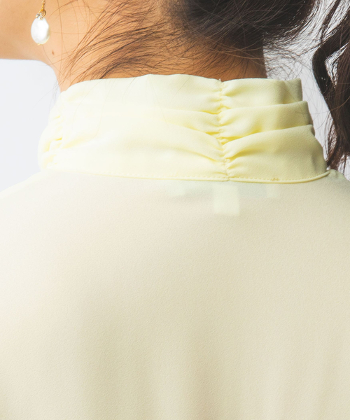 NARACAMICIE(ナラカミーチェ)の「【NARACAMICIE】ジョーゼットフリルタイ七分袖ブラウス(シャツ/ブラウス・レディース・ホワイト/グリーン/ピンク/イエロー・S/XL/M/L/XXL)」の12枚目の写真