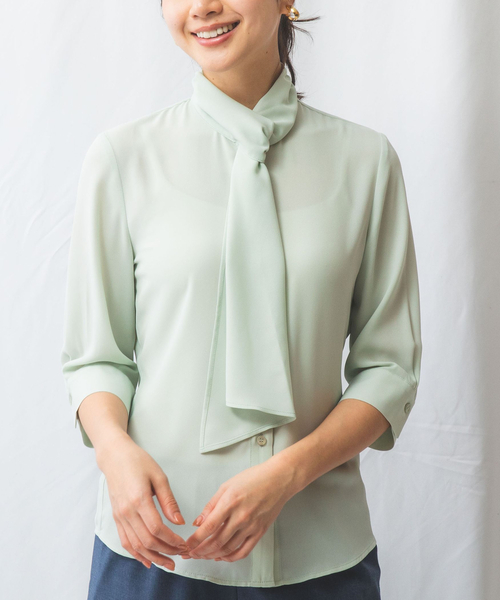 NARACAMICIE(ナラカミーチェ)の「【NARACAMICIE】ジョーゼットフリルタイ七分袖ブラウス(シャツ/ブラウス・レディース・ホワイト/グリーン/ピンク/イエロー・S/XL/M/L/XXL)」の18枚目の写真