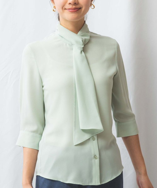 NARACAMICIE(ナラカミーチェ)の「【NARACAMICIE】ジョーゼットフリルタイ七分袖ブラウス(シャツ/ブラウス・レディース・ホワイト/グリーン/ピンク/イエロー・S/XL/M/L/XXL)」の19枚目の写真