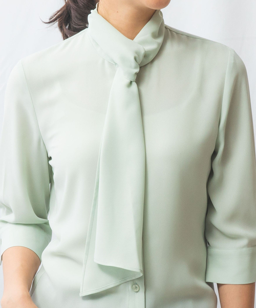 NARACAMICIE(ナラカミーチェ)の「【NARACAMICIE】ジョーゼットフリルタイ七分袖ブラウス(シャツ/ブラウス・レディース・ホワイト/グリーン/ピンク/イエロー・S/XL/M/L/XXL)」の20枚目の写真