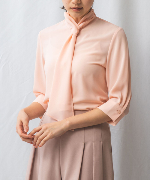 NARACAMICIE(ナラカミーチェ)の「【NARACAMICIE】ジョーゼットフリルタイ七分袖ブラウス(シャツ/ブラウス・レディース・ホワイト/グリーン/ピンク/イエロー・S/XL/M/L/XXL)」の21枚目の写真