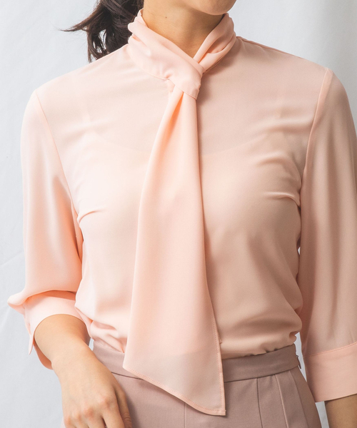 NARACAMICIE(ナラカミーチェ)の「【NARACAMICIE】ジョーゼットフリルタイ七分袖ブラウス(シャツ/ブラウス・レディース・ホワイト/グリーン/ピンク/イエロー・S/XL/M/L/XXL)」の22枚目の写真