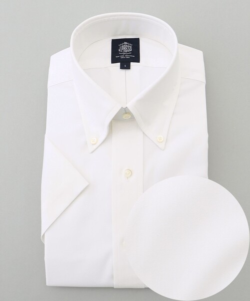 J.PRESS(ジェイプレス)の「【PREMIUM PLEATS / 形態安定】ピンオックス 半袖ドレスシャツ / B.D.(ビジネスシャツ・メンズ・ホワイト系/ダルブルー系・MEDIUM/SMALL/X-LARGE/LARGE)」の1枚目の写真