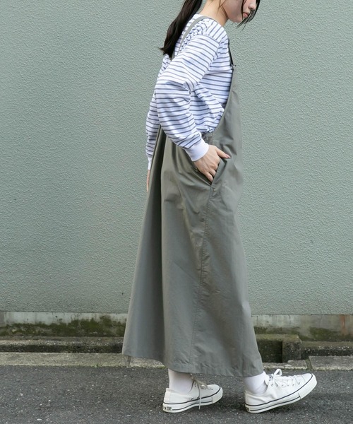 FORK&SPOON（フォークアンドスプーン）の「FORK&SPOON　ナイロンサスペンダーワンピース（ジャンパースカート・レディース・グレー系その他/ブラック・1/2）」の16枚目の写真