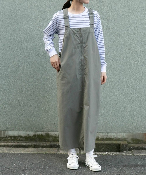 FORK&SPOON（フォークアンドスプーン）の「FORK&SPOON　ナイロンサスペンダーワンピース（ジャンパースカート・レディース・グレー系その他/ブラック・1/2）」の15枚目の写真