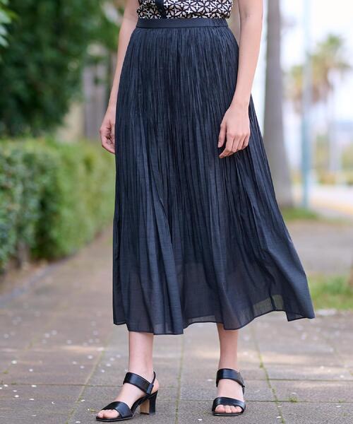 DRESSTERIOR（ドレステリア）の「【ウエストゴム/ミディ丈】シアープリーツスカート（スカート・レディース・グリーン系/スミクロ・34/36/38/40）」の2枚目の写真