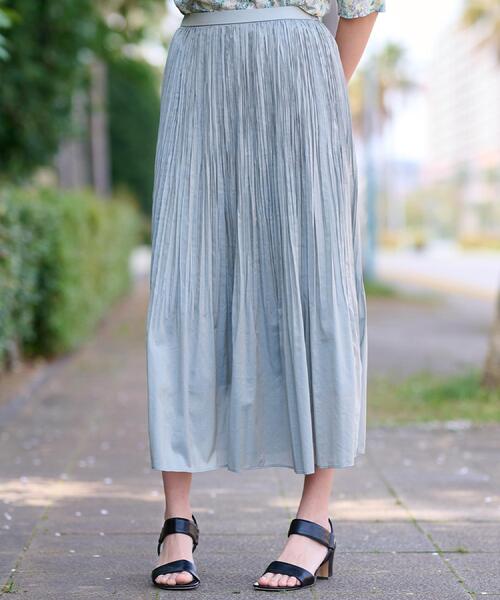 DRESSTERIOR（ドレステリア）の「【ウエストゴム/ミディ丈】シアープリーツスカート（スカート・レディース・グリーン系/スミクロ・34/36/38/40）」の8枚目の写真