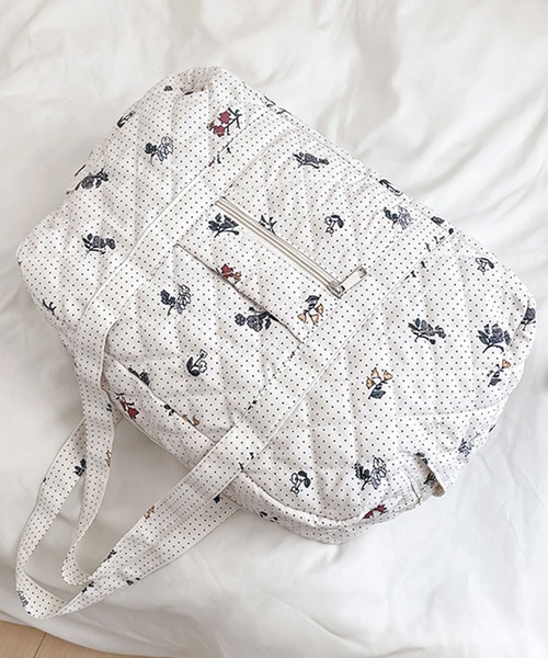 SHEPP(シープ)の「【大容量】キルティングトラベル ボストンバッグ フラワー チェリー ドット柄(ボストンバッグ・レディース・ピンク/ホワイト・F)」の12枚目の写真