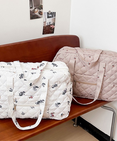 SHEPP(シープ)の「【大容量】キルティングトラベル ボストンバッグ フラワー チェリー ドット柄(ボストンバッグ・レディース・ピンク/ホワイト・F)」の13枚目の写真