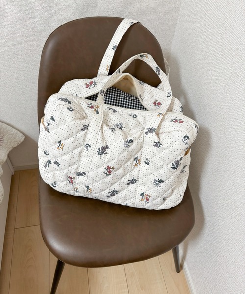 SHEPP(シープ)の「【大容量】キルティングトラベル ボストンバッグ フラワー チェリー ドット柄(ボストンバッグ・レディース・ピンク/ホワイト・F)」の19枚目の写真