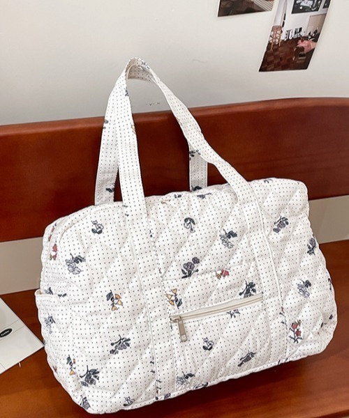 SHEPP(シープ)の「【大容量】キルティングトラベル ボストンバッグ フラワー チェリー ドット柄(ボストンバッグ・レディース・ピンク/ホワイト・F)」の14枚目の写真