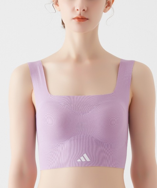 adidas（アディダス）の「adidas/アディダス スポーツブラ クロップトップ 完全無縫製でチクチクしにくい（スポーツブラ・レディース・ブラック/ライトグレー/ブルー系その他/ラベンダー・MEDIUM/LARGE/X-LARGE）」の4枚目の写真