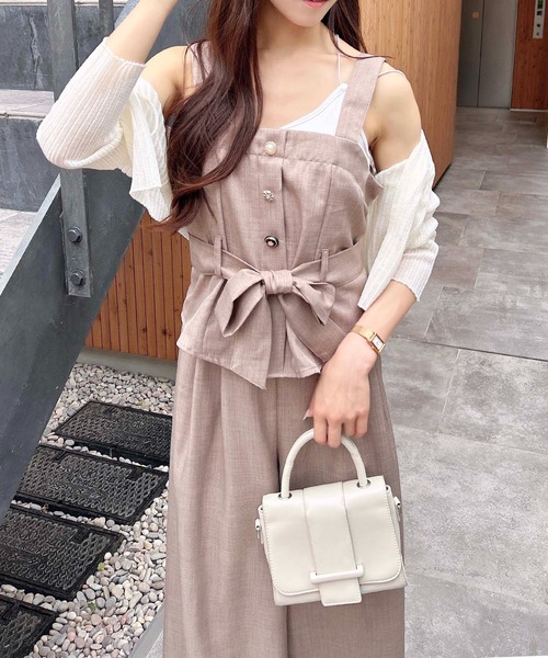 INGNI（イング）の「多種ボタンキャミ＋ワイドパンツ／セットアップ（セットアップ・レディース・サックスブルー/グレー/チャコールグレー/ブラウン・M）」の8枚目の写真