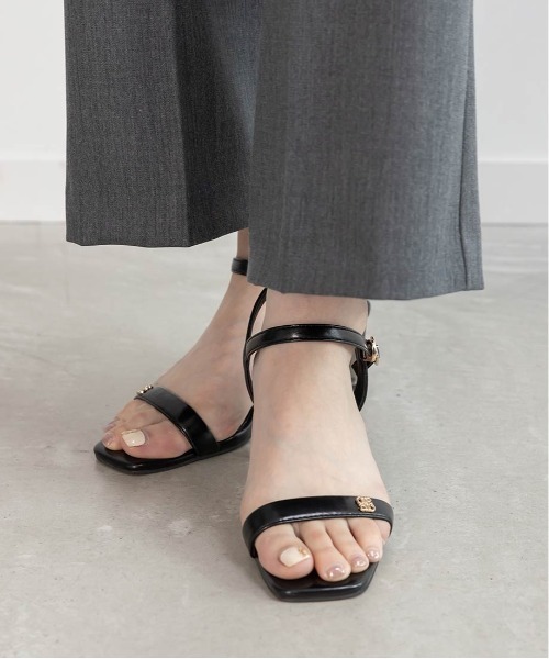 【完売品】超美品　RANDA　モノグラムパーツクリアヒールサンダル　黒　Ｌ 完売品】超美品 RANDA モノグラムパーツクリアヒールサンダル 黒