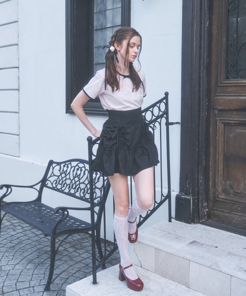 Lovilyn（ラヴィリン）の「-5kgレースアップリボンスカート（スカート・レディース・ブラック/ライトグレー・SMALL/MEDIUM）」の11枚目の写真