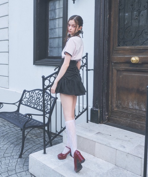Lovilyn（ラヴィリン）の「-5kgレースアップリボンスカート（スカート・レディース・ブラック/ライトグレー・SMALL/MEDIUM）」の14枚目の写真