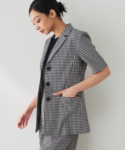 ウィムガゼット 23AWギンガムチェックダブルジャケット テーラード 黒&白 F JUNYA WATANABE COMME des GARCONS (ジュンヤワタナベ