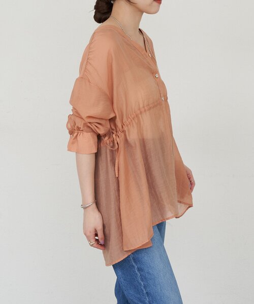 SHENERY（シーナリー）の「《新色追加！》シアーペプラムブラウス（シャツ/ブラウス・レディース・ライトグレー/オレンジ/アイボリー/ブルー/ブラウン・FREE）」の12枚目の写真