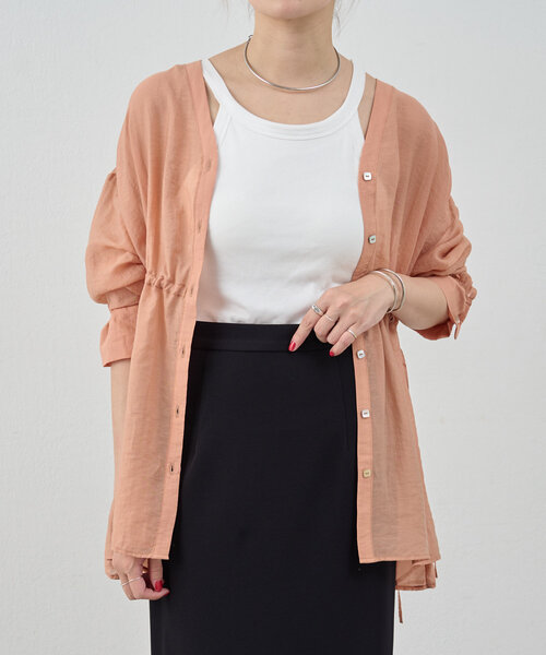 SHENERY（シーナリー）の「《新色追加！》シアーペプラムブラウス（シャツ/ブラウス・レディース・ライトグレー/オレンジ/アイボリー/ブルー/ブラウン・FREE）」の22枚目の写真