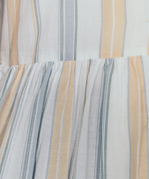 セール】インド マルチストライプ ノースリーブVネック シャツ