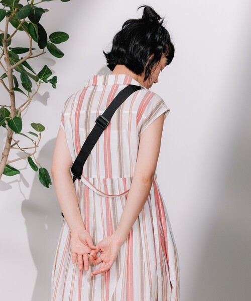 セール】インド マルチストライプ ノースリーブVネック シャツ