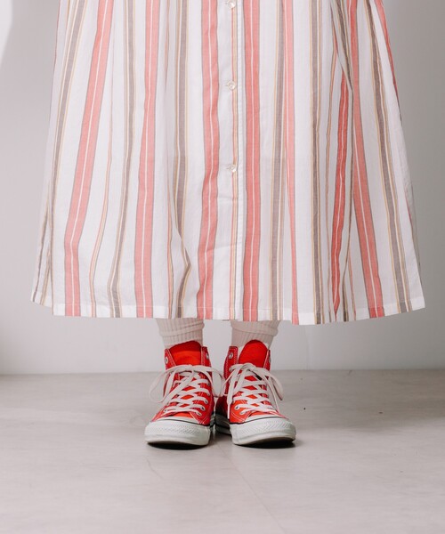 FREAK'S STORE（フリークスストア）の「インド マルチストライプ ノースリーブVネック シャツワンピース（シャツワンピース・レディース・ピンク/ブルー系その他/ネイビー/ワインレッド・ﾌﾘ-）」の7枚目の写真