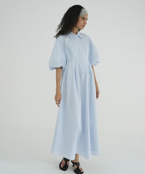 CLANE（クラネ）の「WAIST DESIGN VOLUME ONEPIECE（ワンピース・レディース・ホワイト/ネイビー/ブルー・1/2/0）」の13枚目の写真