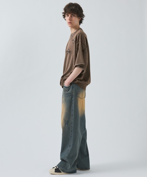 SWAGVIBE（スワッグバイブ）の「【SWAGVIBE】Pinched Dye Pigment Sweat Tee（スウェット・メンズ・ブラック/ブラウン・M/L）」の4枚目の写真