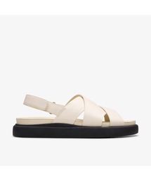 Clarks スライド サンダル ミュール ホワイト ゴールド レザー Clarks 【ネット限定】Alda Walk / アルダウォーク （オフ
