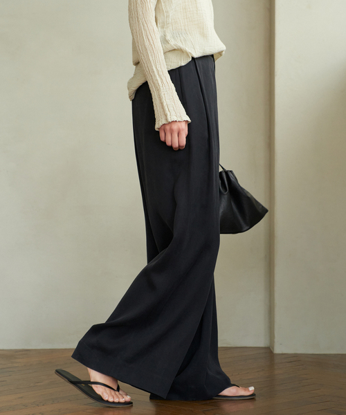 plage fibril linen 混フレアパンツ plage fibril linen 混フレアパンツ