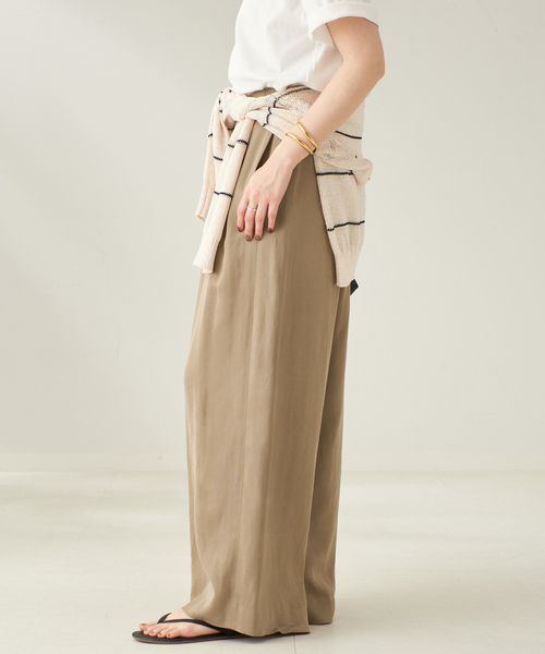 size32 fibril linen 混 フレアパンツ