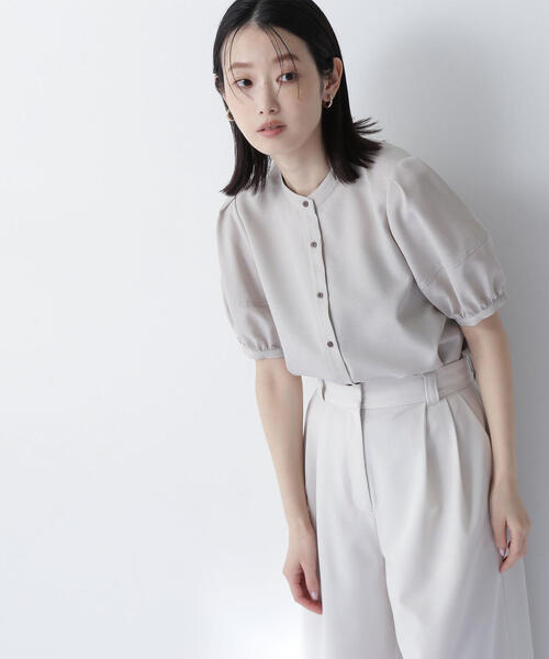NATURAL BEAUTY BASIC(ナチュラルビューティーベーシック)の「◇リネンライク切替スリーブブラウス(シャツ/ブラウス・レディース・ダークブルー/ブルー/ベージュ・SMALL/MEDIUM)」の6枚目の写真