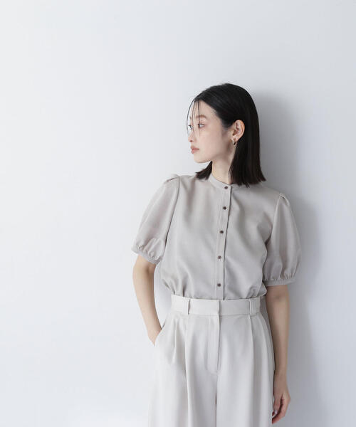 NATURAL BEAUTY BASIC(ナチュラルビューティーベーシック)の「◇リネンライク切替スリーブブラウス(シャツ/ブラウス・レディース・ダークブルー/ブルー/ベージュ・SMALL/MEDIUM)」の8枚目の写真