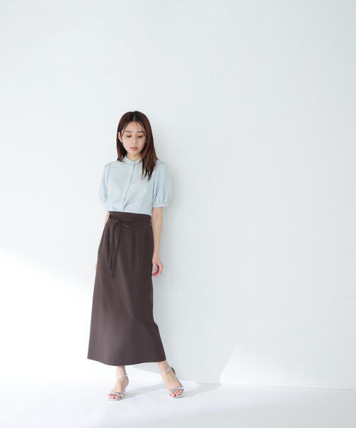 ブラウス シャツ リネンライク切替スリーブブラウス レディース NATURAL BEAUTY BASIC ブラウス シャツ リネンライク切替