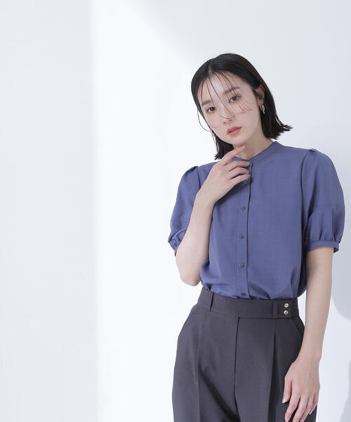 ブラウス シャツ リネンライク切替スリーブブラウス レディース N.Natural Beauty Basic ブラウス シャツ リネンライク切替