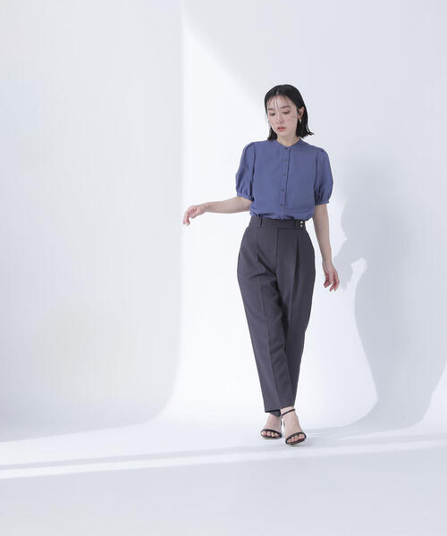 ブラウス シャツ リネンライク切替スリーブブラウス レディース NATURAL BEAUTY BASIC ブラウス シャツ リネンライク切替