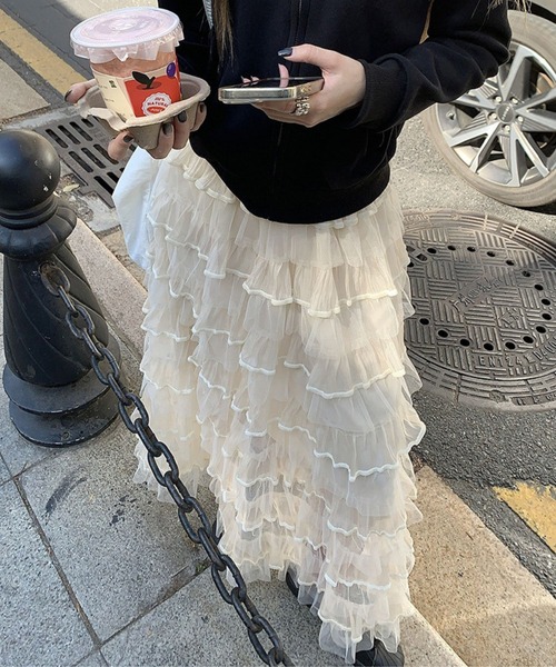 almo(アルモ)の「SK ボリュームフリルロングスカート(se)(スカート・レディース・ホワイト・FREE)」の12枚目の写真
