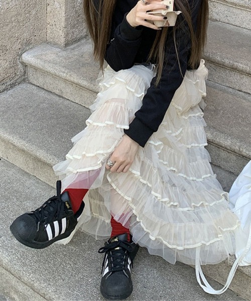 almo(アルモ)の「SK ボリュームフリルロングスカート(se)(スカート・レディース・ホワイト・FREE)」の18枚目の写真