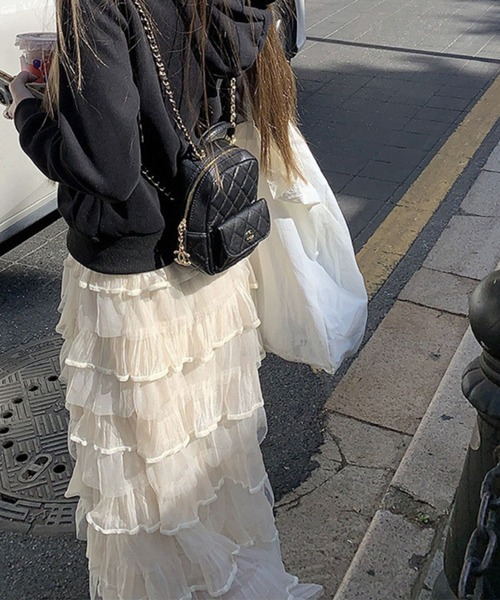 almo(アルモ)の「SK ボリュームフリルロングスカート(se)(スカート・レディース・ホワイト・FREE)」の19枚目の写真