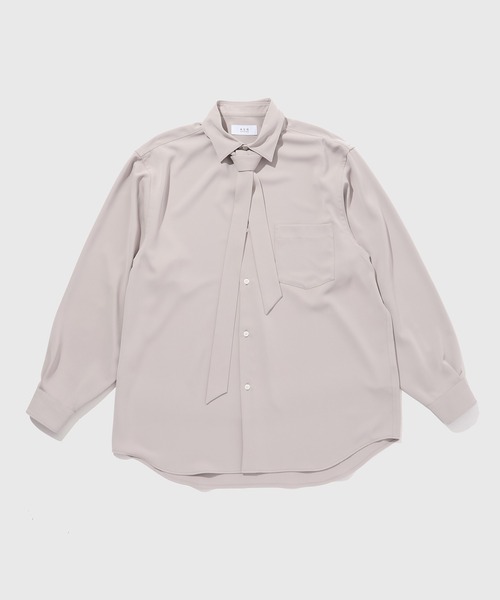 ADAM ET ROPE'（アダムエロペ）の「【ZOZO限定】ドレープとろみ ルーズシルエット ボウタイシャツ / オールシーズン着用可能 / 2Way / ユニセックス / Made by ZOZO（シャツ/ブラウス・メンズ・ベージュ系その他/ダークブラウン/ホワイト/ライトグレー/ブラック・L/M/S）」の3枚目の写真