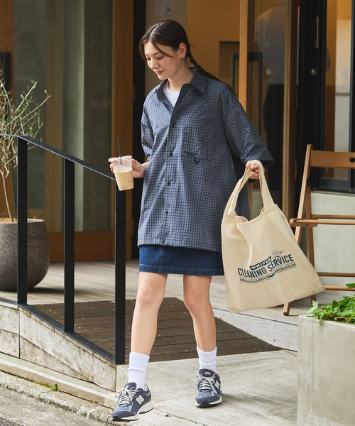 ドゥロアーバックジッパー麻半袖シャツ THE CRAFT CREW PRODUCTS】ビッグシルエット ドローコード ミニ
