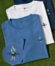 ワンポイント刺繍Tシャツ メンズ レディース ユニセックス/アニマル・トラ・柴犬・シティボーイ・ピザ・ハンバーガー・ボテト