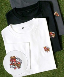 ワンポイント刺繍Tシャツ メンズ レディース ユニセックス/アニマル・トラ・柴犬・シティボーイ・ピザ・ハンバーガー・ボテト