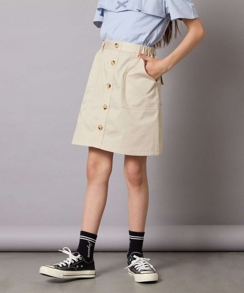 a.v.v（アーヴェヴェ）の「[160]ベイカーポケットスカート（スカート・キッズ・ダークインディゴブルー/ベージュ・160）」の11枚目の写真